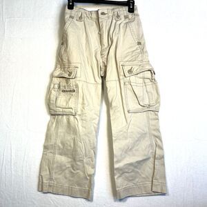 VTG Abercrombie Pants Kids Size 10 Beige A-92‎ Paratrooper Cargo Military Y2K